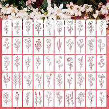 50PCS Flower Stencils for Painting, Small Botanical Stencils for Crafts Reusable