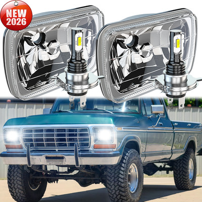 For Ford F150 Bronco 1978-1986 Pair 7x6'' Square LED Headlights High Low Beam