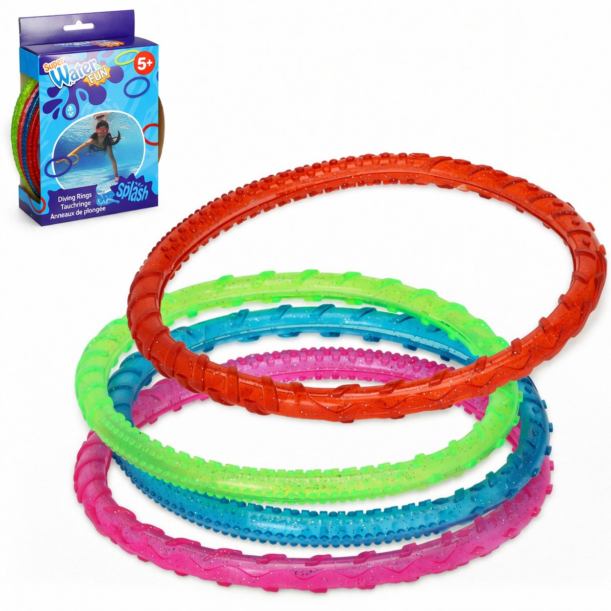 Tauchringe Set 4 Stück Ø14,6cm Tauchspiel Pool Kinder Schwimmspiel