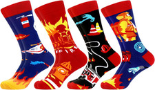 Men'S Dress Funny Crazy Colorful Novelty Combed Cotton Crew Socks 12 Pack - Size