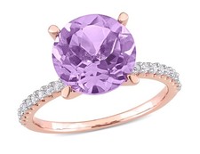 3.33 Carat ctw Amethyst and White Topaz Ring Rose Sterling Silver