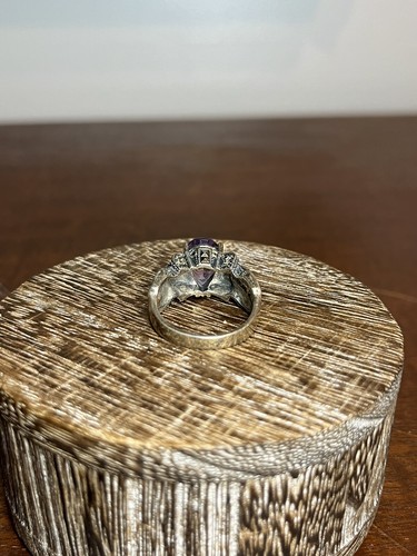 Vintage Signed Judith Jack JJ Marcasite & Amethyst Sterling Silver Ring Sz 7.75 - Picture 4 of 10