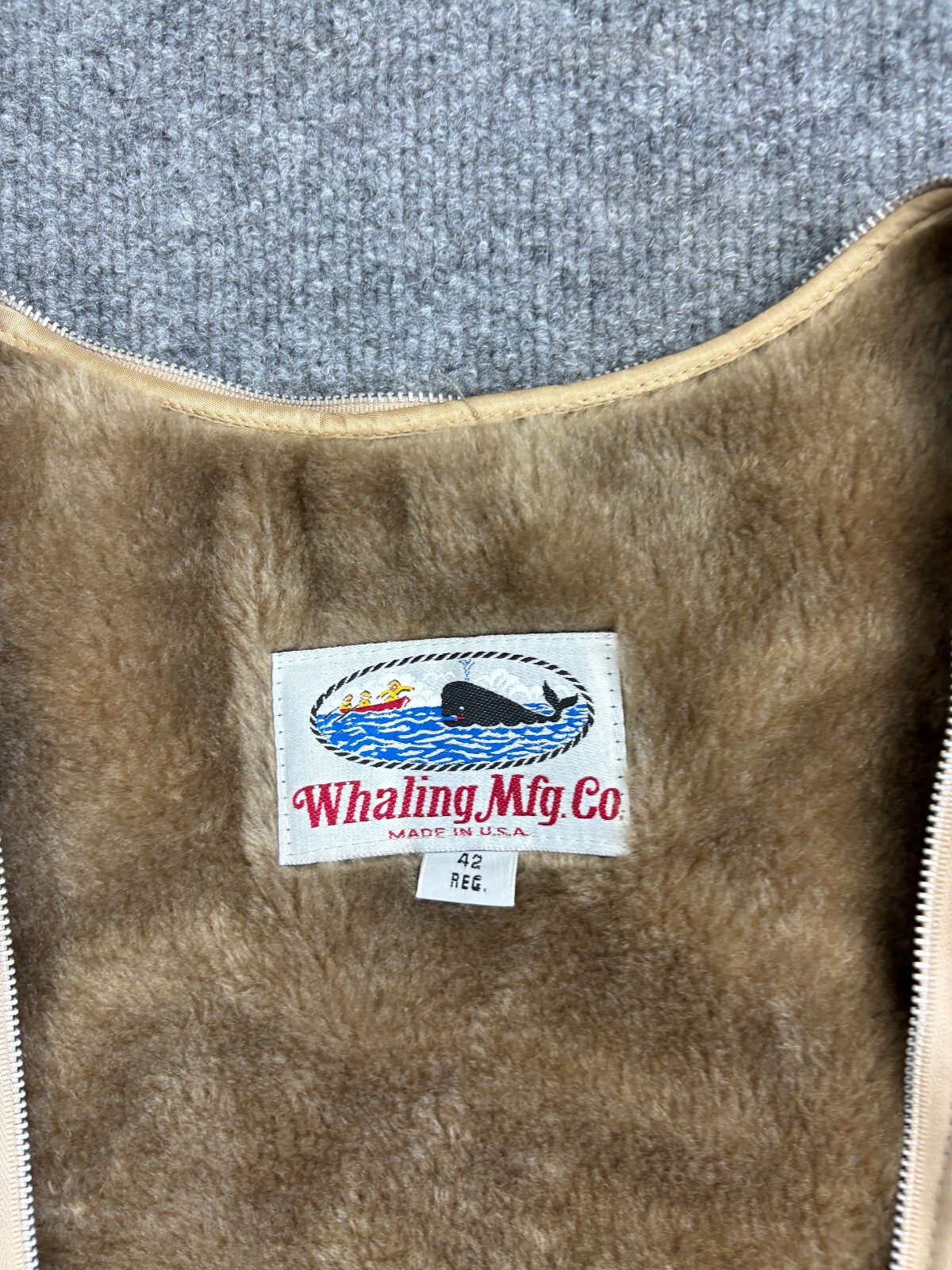 Vintage whaling Mfg Co Vest Men's 42 Red Brown Fleece Lined USA Zip In Liner