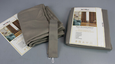 Woltu curtain opaque 135x245cm curling ribbon blackout curtains taupe B21-TP