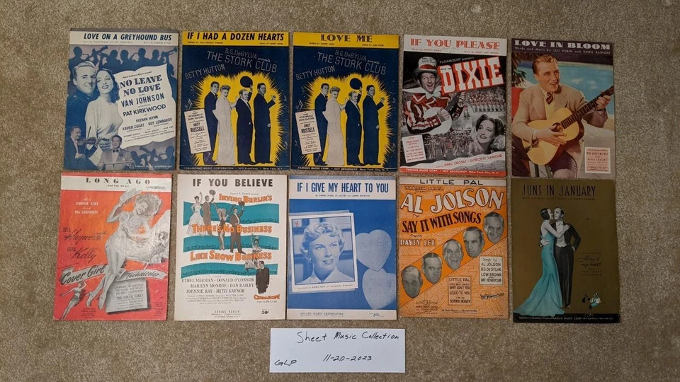 001, Collection of 198 pcs Vintage Sheet Music, early 1900's - 1950's, FREE S&H - Image 3 of 4