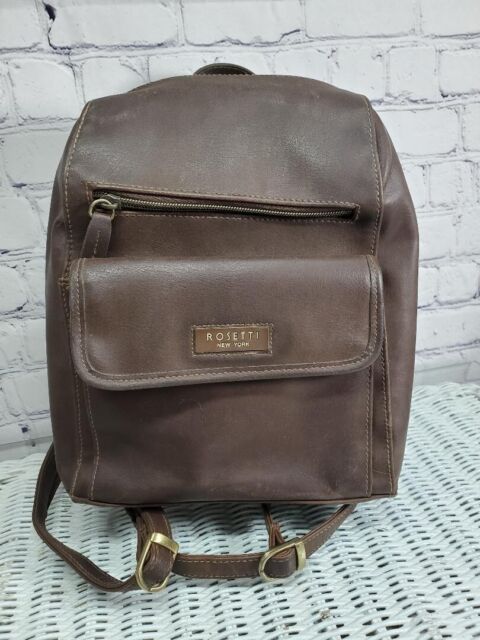 Rosetti Chocolate Brown backpack purse satchel Multiple Pockets Vinyl/FXLeather