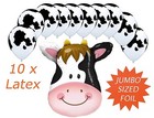 Cow Farm Animal Jumbo Helium Foil & 10 Latex Balloon Western Party Decoration