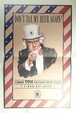 Beer Drinkers of America Poster Don't Tax My Beer Again 17 X 11