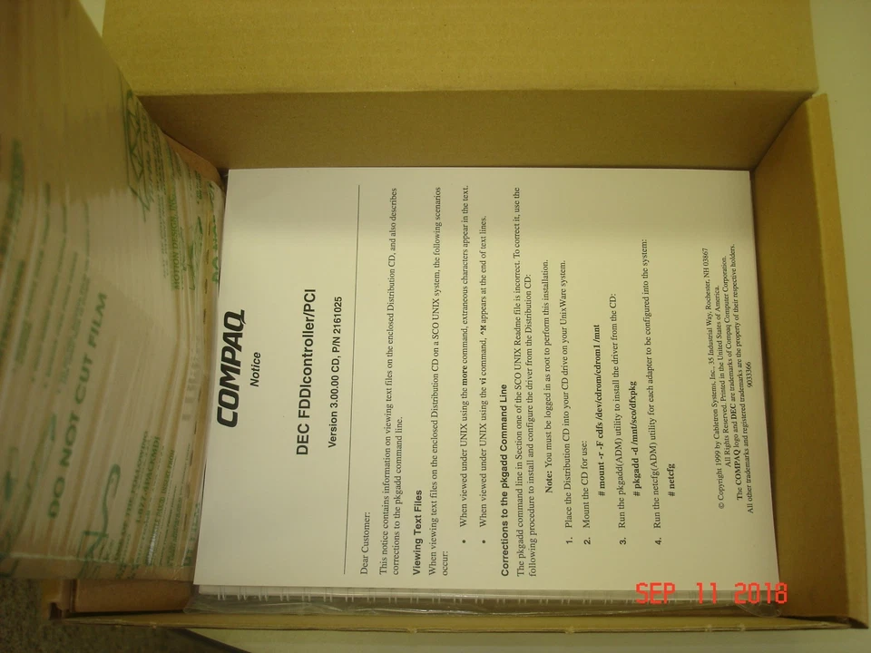 3X-DEFPA-UC COMPAQ PCI TO FDDI COPPER UTP ADAPTER RJ45 NEW IN BOX 134717-B21  - Image 3 of 4