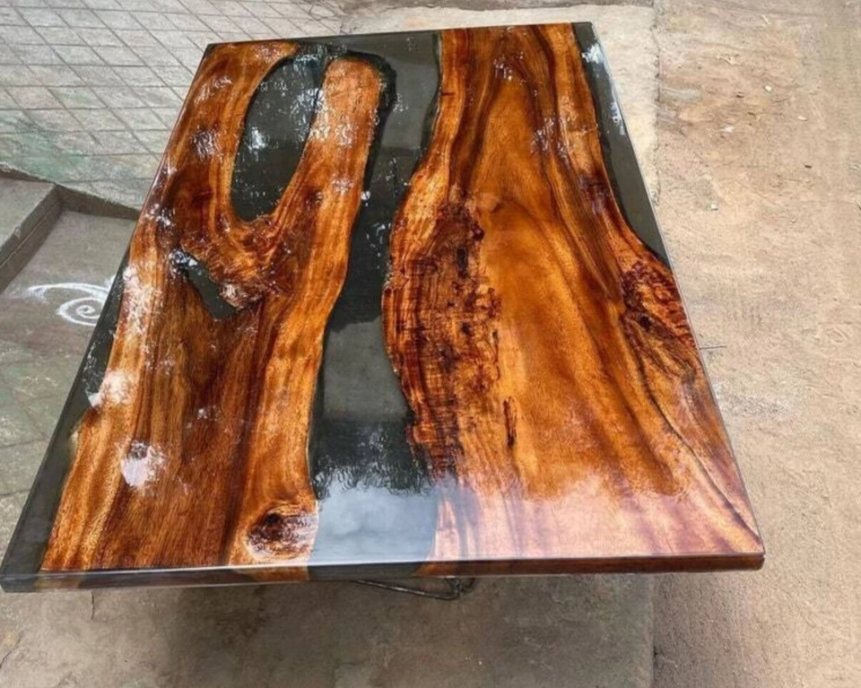Custom To Order Epoxy Conference Room Table, Clear Epoxy Resin Dining Table Top - Image 2 of 4