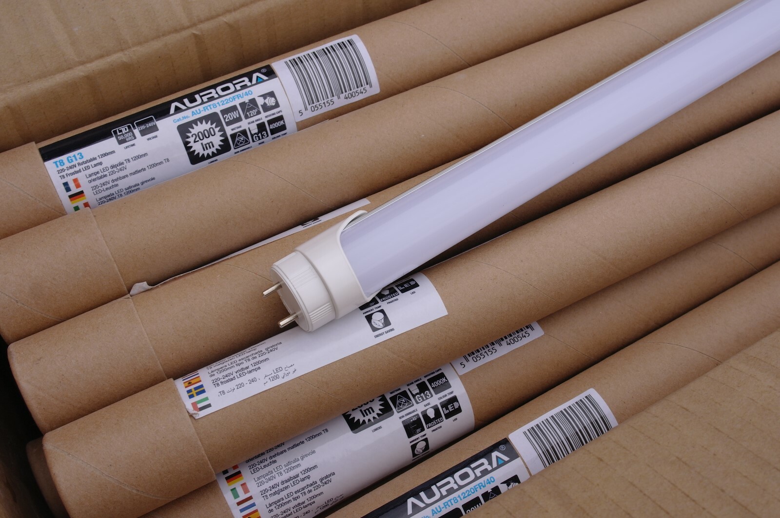 10x LED 4ft Tube T8. Aurora. 120cm, 1200mm, 1.2m. 240v 20w. Replace Fluorescent
