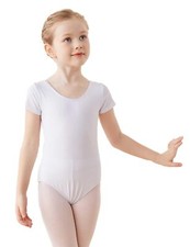 Short Sleeve White Dance Leotards for Girls Ballet Toddler Big Kids
