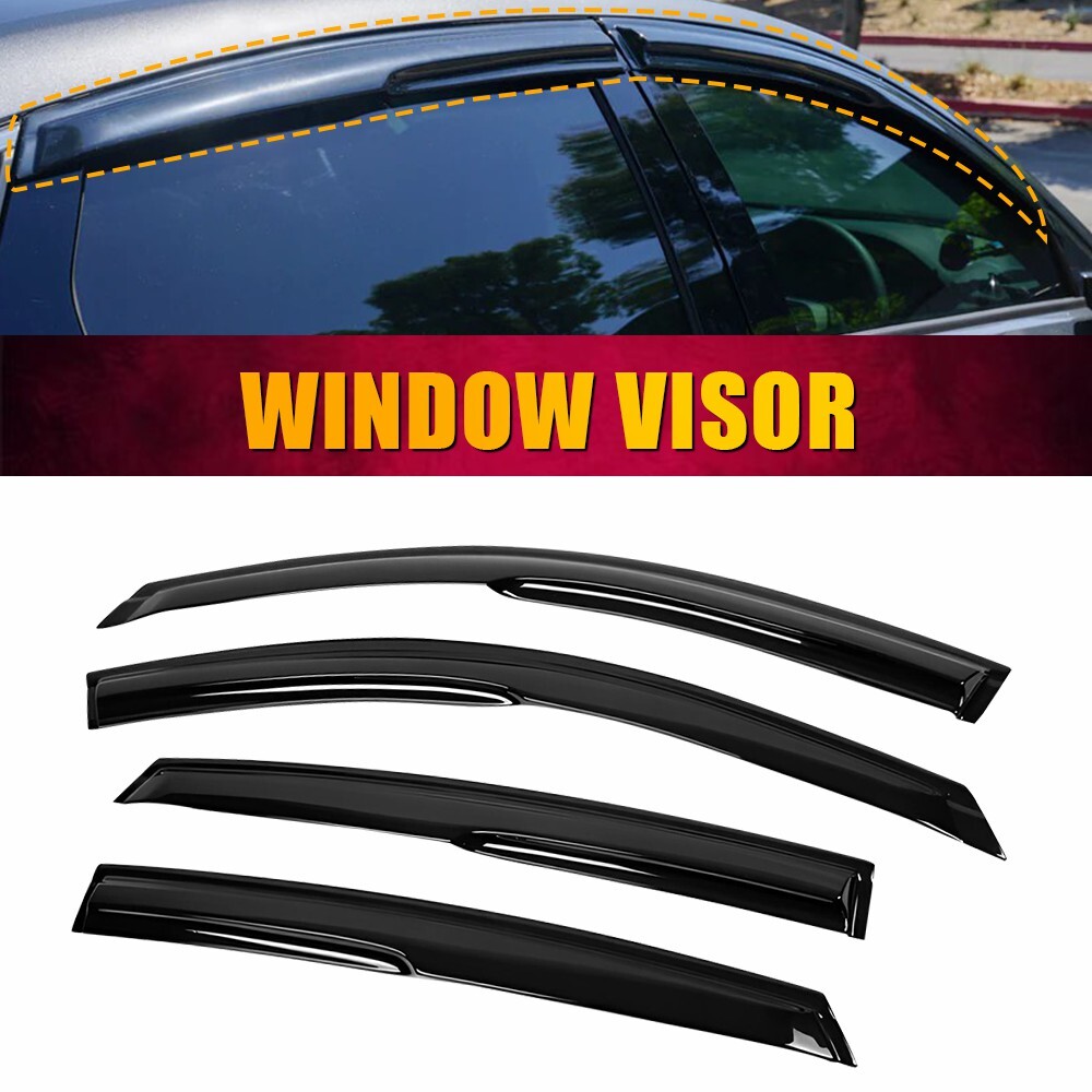 FOR 2023-2024 HONDA ACCORD PREMIUM BLACK TRIM WINDOW VISOR RAIN GUARD WITH CLIPS