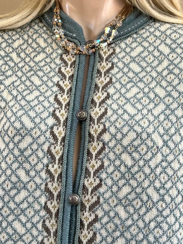 CARDIGAN LANA SQUAW VALLEY FAIR ISLE NORDIC SILVER BOTTONE L USATO IN OTTIME CONDIZIONI - Foto 3 di 8