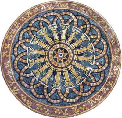Stone Tile Mural Medallion Cala Mosaic Patterns Geometric Stone Tile Mural Medallion Cala