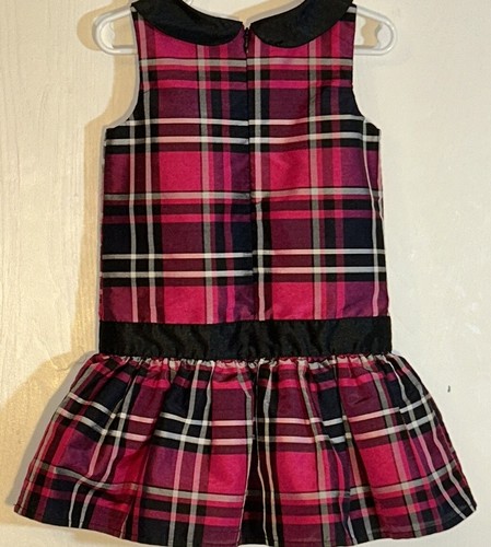 Gymboree Little Girl Sz 4 Dress Sleeveless Burgundy/Black Plaid Peter Pan Collar - Picture 10 of 10