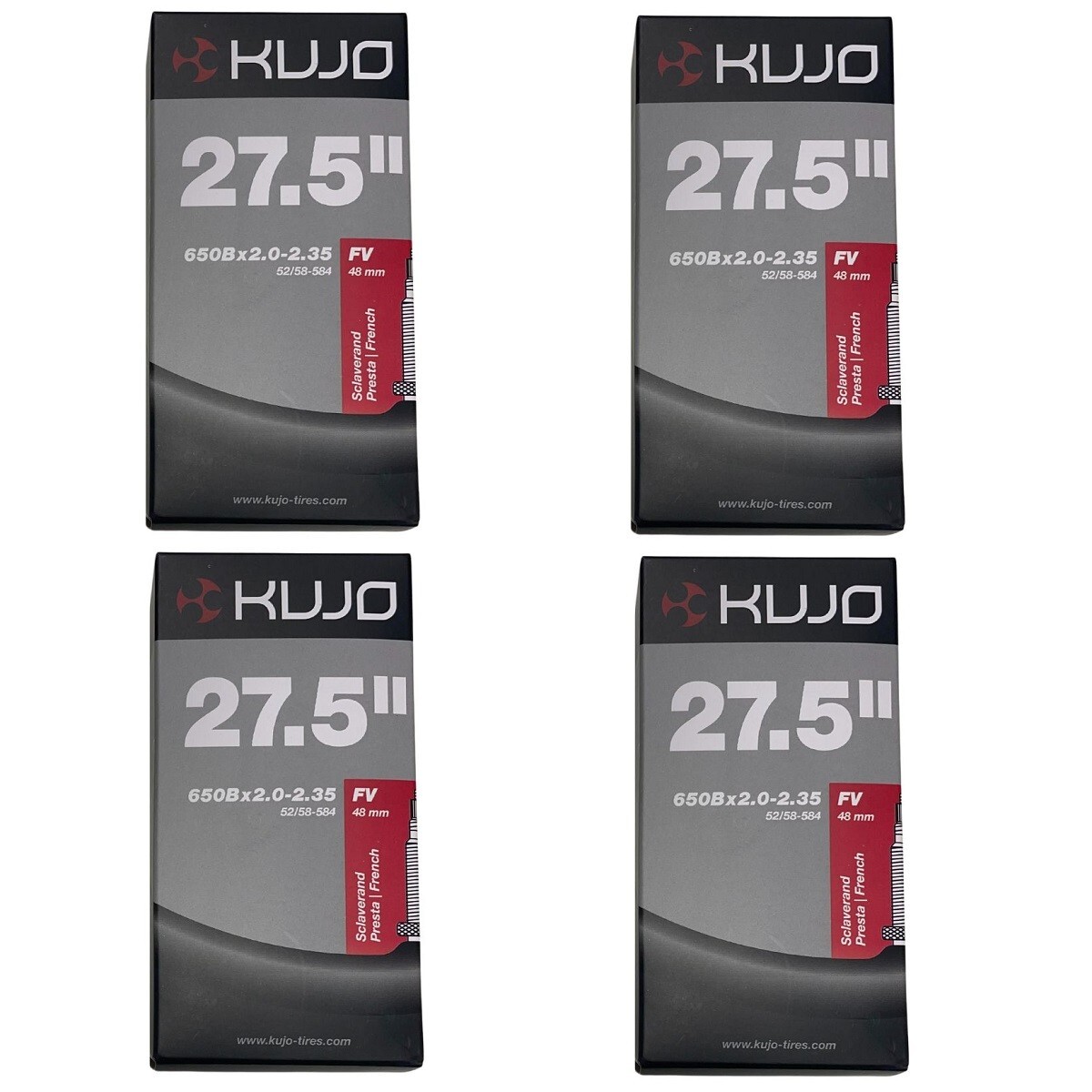 4x Kujo 27.5"" 650B Inner Tubes - 2.0-2.35 - 48mm Presta/French Valve - 4 Pack