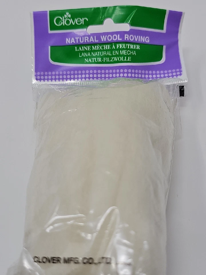 Clover Natural 100% Wool Roving Off White Art #7920 20g (0.7oz) Made In Japan  - Image 3 of 4