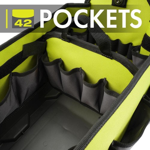 RYOBI Tool Tote 17" Stackable 42 Pockets Open Storage Heavy Duty Water Resistant - Picture 5 of 11