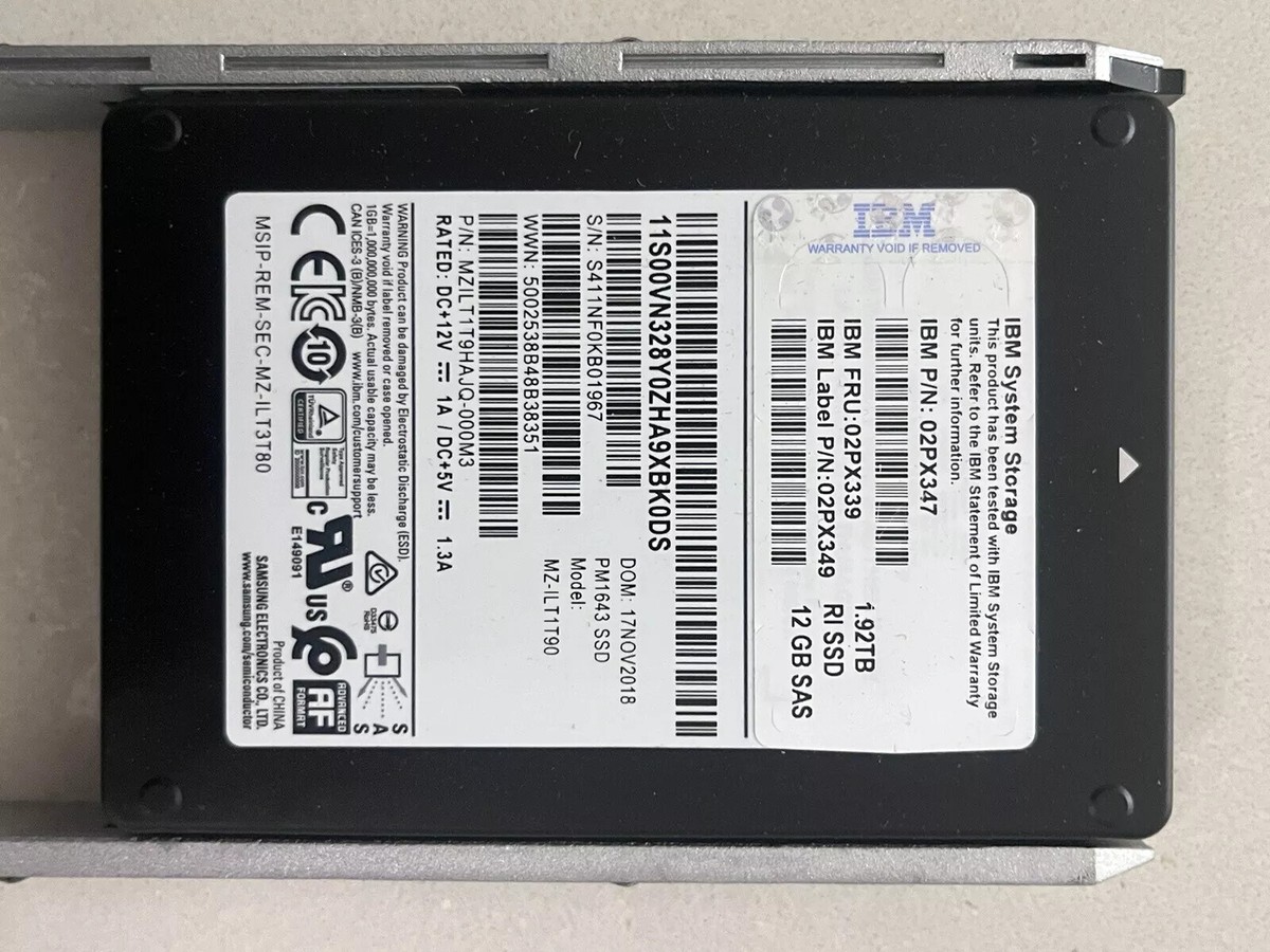 02PX349 02PX347 02PX339 IBM 1.92TB SAS 12G 2.5 SFF SSD V7000 2076