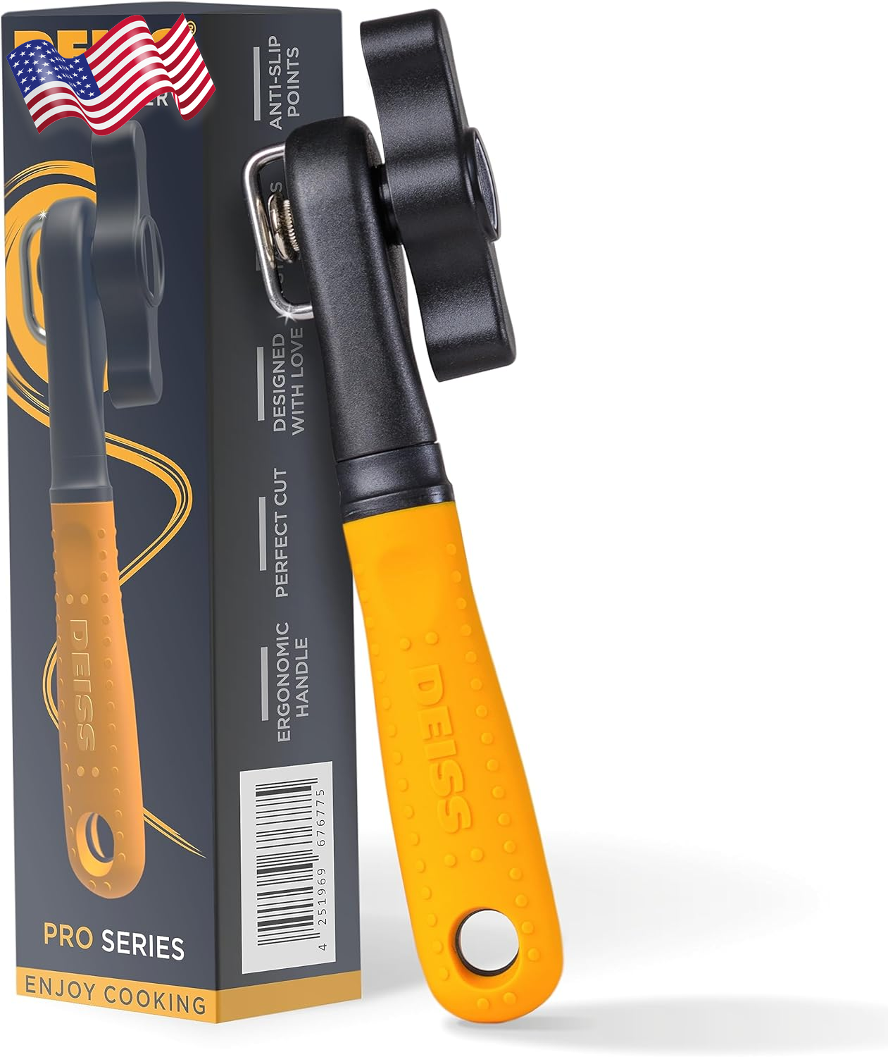 Manual Can Opener Heavy Duty With Soft Touch Handle Handheld Easy Turn ORANGE-image