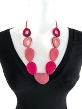 Tagua Nut Necklace in Pink TAG714 Handmade Tagua Nut Jewelry, Vegetable Ivory