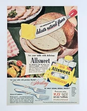 Allsweet oleo margarine ad vintage 1952 Oneida sterling fork advertisement