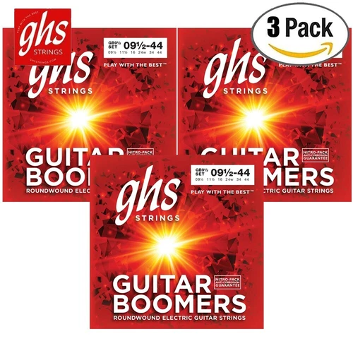 3-PACK GHS GB9 1/2 Boomers Nickel-Plated Ex-Light Electric Guitar Strings 9.5-44