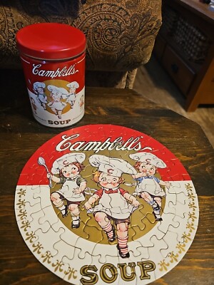 キャンベル・スープ・ビンテージパズル Vintage Campbells Soup Puzzle Vintage Tin Can with Campbell's Kids