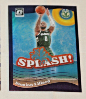 DAMIAN LILLARD 2023-24 OPTIC SPLASH PURPLE PRIZM #4 MILWAUKEE BUCKS