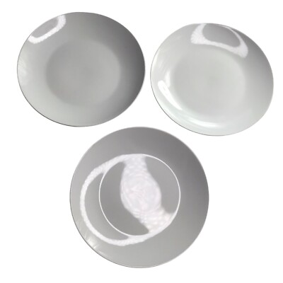 Set of Three Medium Dinner Plates, White, DENMARK Brand. Salad Appetizer Dinner