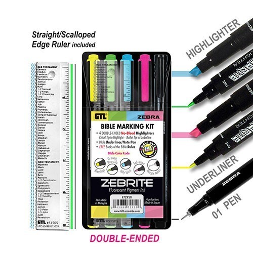 G.T. Luscombe Zebra Bible Marking Kit 5/Pk Pen Highlighter Church