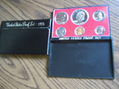 1975 Proof Set Original Black Box 6 Coin US Mint - Eisenhower Dollar