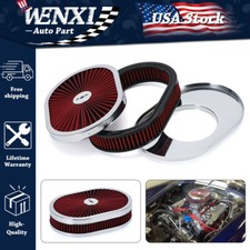 New 12 Super Flow Oval Air Cleaner Set With Washable Red Element Chrome Top