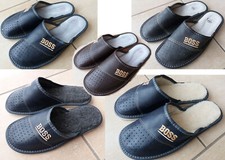 Herren Leder Hausschuhe,Pantoffeln,Latschen, ...