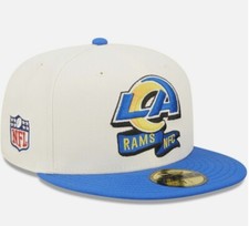 New Era Los Angeles Rams 2022 Sideline NFL Cream 59FIFTY Fitted Hat Size M / L