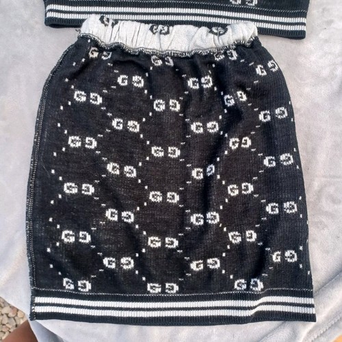 Girls Knitted Outfit 7-8 All Over Graphic Print 20-22" Waist 32" Chest Gray - Picture 6 of 18