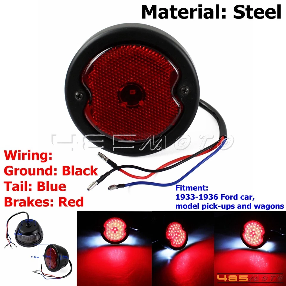 Black Retro Brake Stop LED Tail Light For 1933-1936 Model 40 48 68 Base Ford Car — 第 2/4 张图片