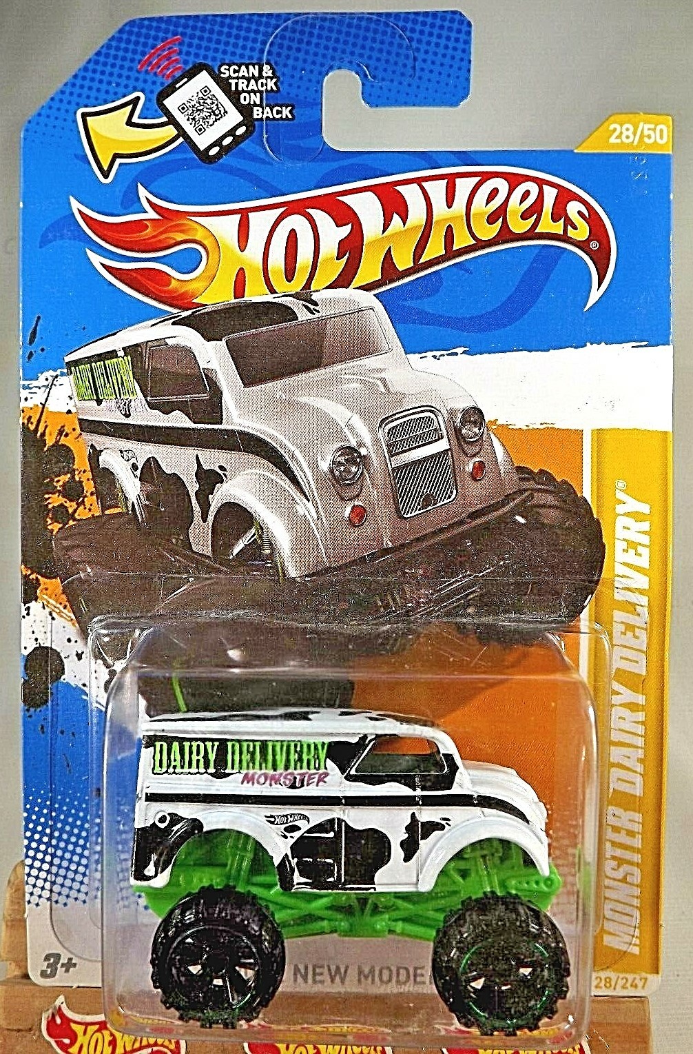 2012 Hot Wheels #28 New Models 28/50 MONSTER DAIRY DELIVERY White w/Black OH6 Sp