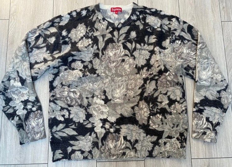 SS19 Supreme Printed Floral Angora sweater lambswool black size XL 