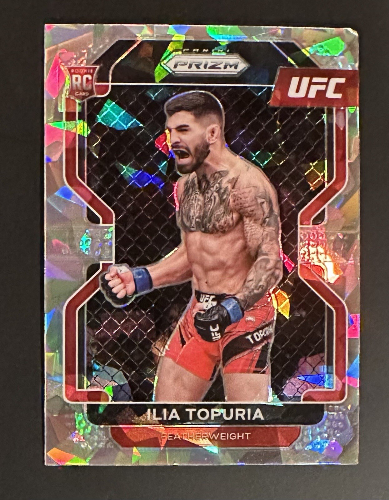 2022 Panini Prizm UFC Ilia Topuria Cracked Ice Prizm #115 Rookie Card RC