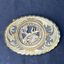 Vintage Belt Buckle Gold Black P.A.P Loyal Order Of Moose Solid Brass