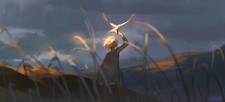 Landscape illustration alzi xiaomi anime girls birds Custom Gaming Mat Desk