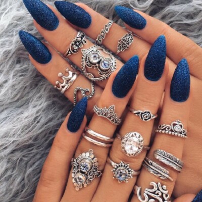 Ring Set Boho Ringe Gold Vintage Silber Mode Daumen Punk Stack UK