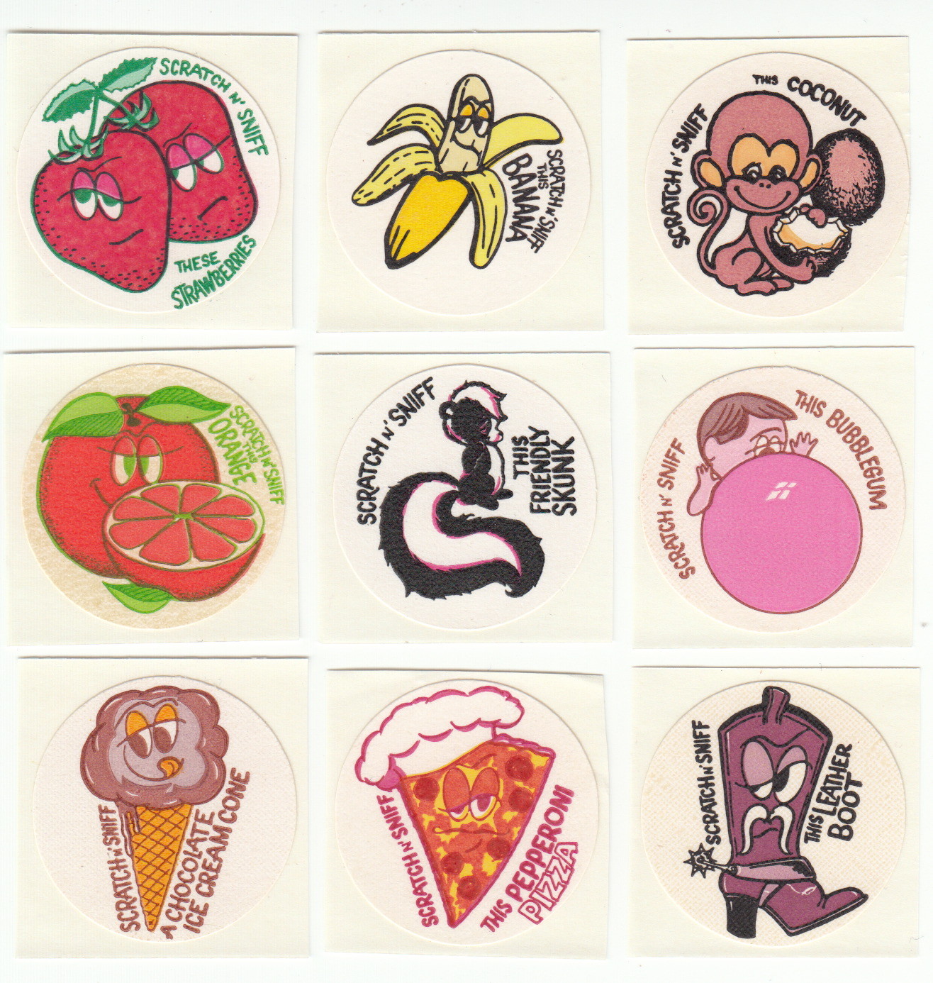 Vintage Toys for America Scratch and Sniff Stickers Pizza Chocolate