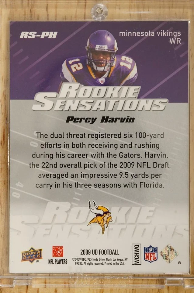 NFL Football Card 2009 Upper Deck Rookie Sensations Percy Harvin RS-PH Rookie RC - Image 2 of 2