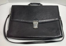 I Medici Firenze Italian Leather Briefcase Black Silver