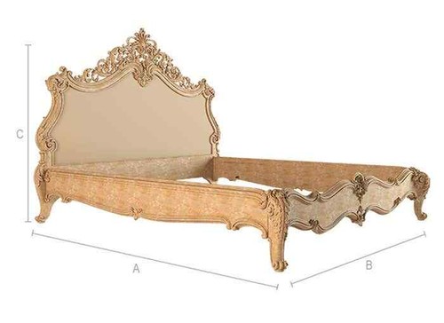Baroque Bed Royal handmade Wooden Bed, carved with cushion head board - Picture 4 of 6