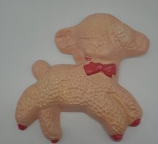 Pink Chalkware Lamb Wall Hanging B1 