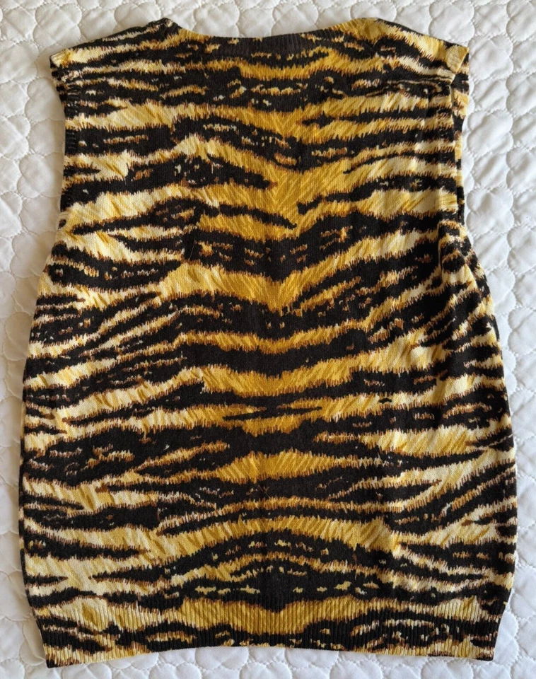 D&G Dolce & Gabbana Cashmere Top Sleeveless Tiger Print Animal Vintage Size S - Image 3 of 4